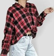 French Connection Womens Flannel Plaid Red, Black, White Shirt Size Small