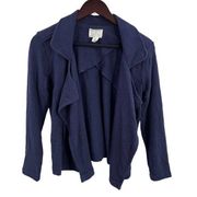 Caslon Blue Cotton Drape Open Front Cardigan Petite XS