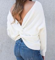 Ivory Rib Knit Cropped Sweater