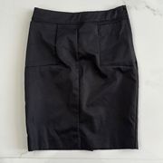 H&M Black Pencil Silky Skirt Back Slit  Sz 6 HIGT WAIST