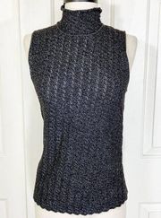 Dana Buchman Mock Neck Sweater sleeveless black wool & rayon size Medium