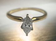 Vintage: .5 CT Marquise Diamond Solitaire Engagement Ring 𖦹 14K Gold 𖦹 Size 5