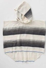 NEW  LemLem Gray Striped Debizaza Hooded Poncho Large