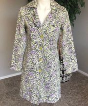 Willi Smith Womens Purple and Green Printed Jacket/Blazer