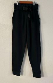Ivy Park High Rise Pull On Joggers Side Slits Belted Black size extra small