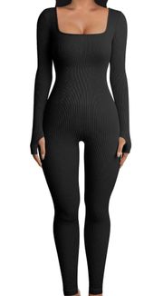 black ribbed yoga jumpsuit 