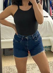 High Waisted Shorts - Dark Wash