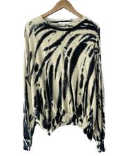 Young Fabulous & Broke Blue & Cream Tie Dye Dolman Sleeve Sweatshirt Size Medium