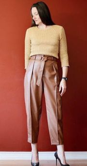 Babaton Vegan Leather Trouser Pant in Cognac Size 6