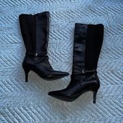 Black Leather Knee High Boots Size 6.5