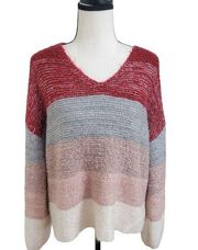 Knox Rose Size Large Acrylic Knit Sweater Color Blocks