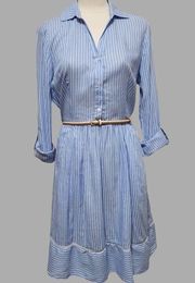 Westport chambray stripe belted dress size 8