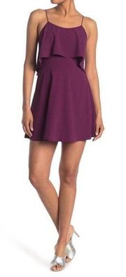 Alice + Olivia Kipp Layered Ruffle Short Dress Boysenberry Purple size 8 new nwt