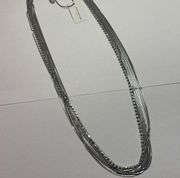 Ann Taylor Factory NWT Rhinestone Silver Tone Multi Chain Necklace $34.99