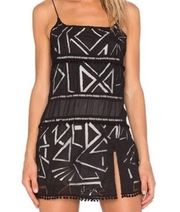 NBD mini dress Pom Pom sheer side slit spaghetti strap dress