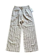 Harmony & Havoc NEW Striped Linen Pull On Boho Straight Pants Size L