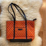 Vera Bradley  Trimmed Vera Rio Rosie Orange/Blue Quilted Tote Bag EUC