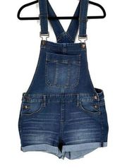 Blue Spice Overall Shortalls Shorts size 13 juniors dark blue denim stretch