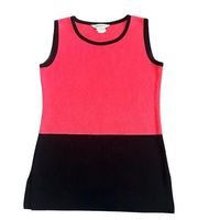 Exclusively Misook Pink Black Sleeveless Top Blouse Shirt Color Block Size XS