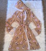 Charlotte Russe Pink and Tan Donut and Coffee Print Robe