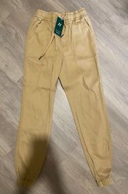 High Waisted Drawstring Pocket Tapered Pant