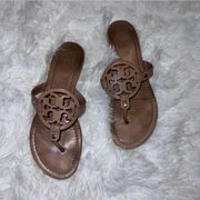 Tory Burch  Tan Pale Khaki Leather Miller Sandals Size 9.5 (9 1/2)