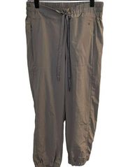 Apana Lightweight Joggers Nylon Pants Zippered Pockets Brown Womens Size Medium