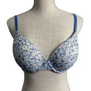 PINK Victoria’s Secret Blue Lace Wear Everywhere Push-Up Underwire Bra Size 36D