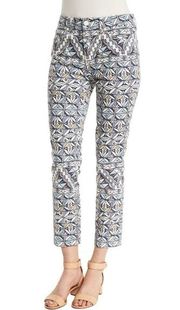 Tory Burch Acoma Printed Cropped Pants 28 in Riviera Blue