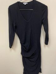 Standard James Perse Black Jersey Mini Dress Size 3 Large Ruched Minimalist