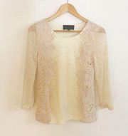 Anthropologie Sunday in Brooklyn Ivory Lace Long Sleeve Top XS