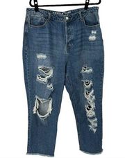 Vanilla Star 90’s Boyfriend Distressed Button Fly Raw Hem Jeans