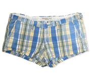 Abercrombie & Fitch SZ 0 blue, white and yellow plaid shorts