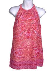 Cynthia Rowley Pink Orange Paisley Sleeveless Tank Top Size Small