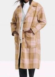 A New Day Trench Coat in Plaid in Tan and  Pink Size XS