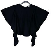 Leith Black Short Batwing Sleeve Round Neck Stretchy Blouse Size S