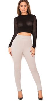 London Derriere' Grey Rib Knit Leggings