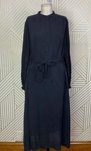 Equipment Femme Francois Silk Shirt Button Down Dress in Black Size US Medium