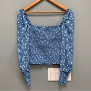 Reformation  Pinto Top in Lassen Blue Floral M