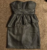 Black Strapless Metallic Dress