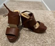 Brown strappy wedges 
