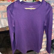 Sonoma Dark Purple Long Sleeve Crew Neck Tee Shirt T-Shirt Top, Soft and Cozy