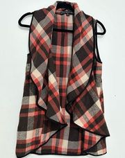 Hyfve plaid waterfall open front cardigan vest size medium