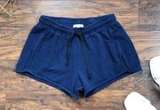 Albion Fit • navy blue 100% cotton shorts lounge pj cozy knit terry sweatshirt