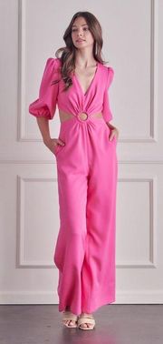 Wildest Dreams O’ring Cut Out Pink Jumpsuit 