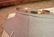 Mantraband Gold skinny cuff bracelet Breathe NWOT