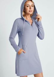 Baleaf Blue Hooded Athletic UPF 50 Mini Dress