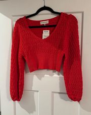 Red knit Crop Top Sweater 