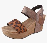 Pierre Dumas Hester Women's Vegan Platform Wedge Open Toe Sandals leopard 7.5