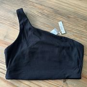 Madewell ribbed one shoulder long line bikini top.  Size M.  NWT